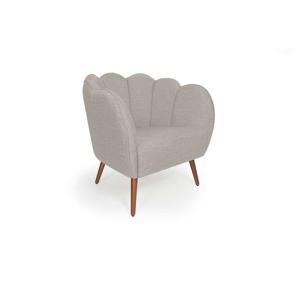 Poltrona Ariel Pé Palito Linho Aveia e Cobre - 1