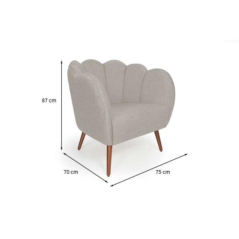 Poltrona Ariel Pé Palito Linho Aveia e Cobre - 3