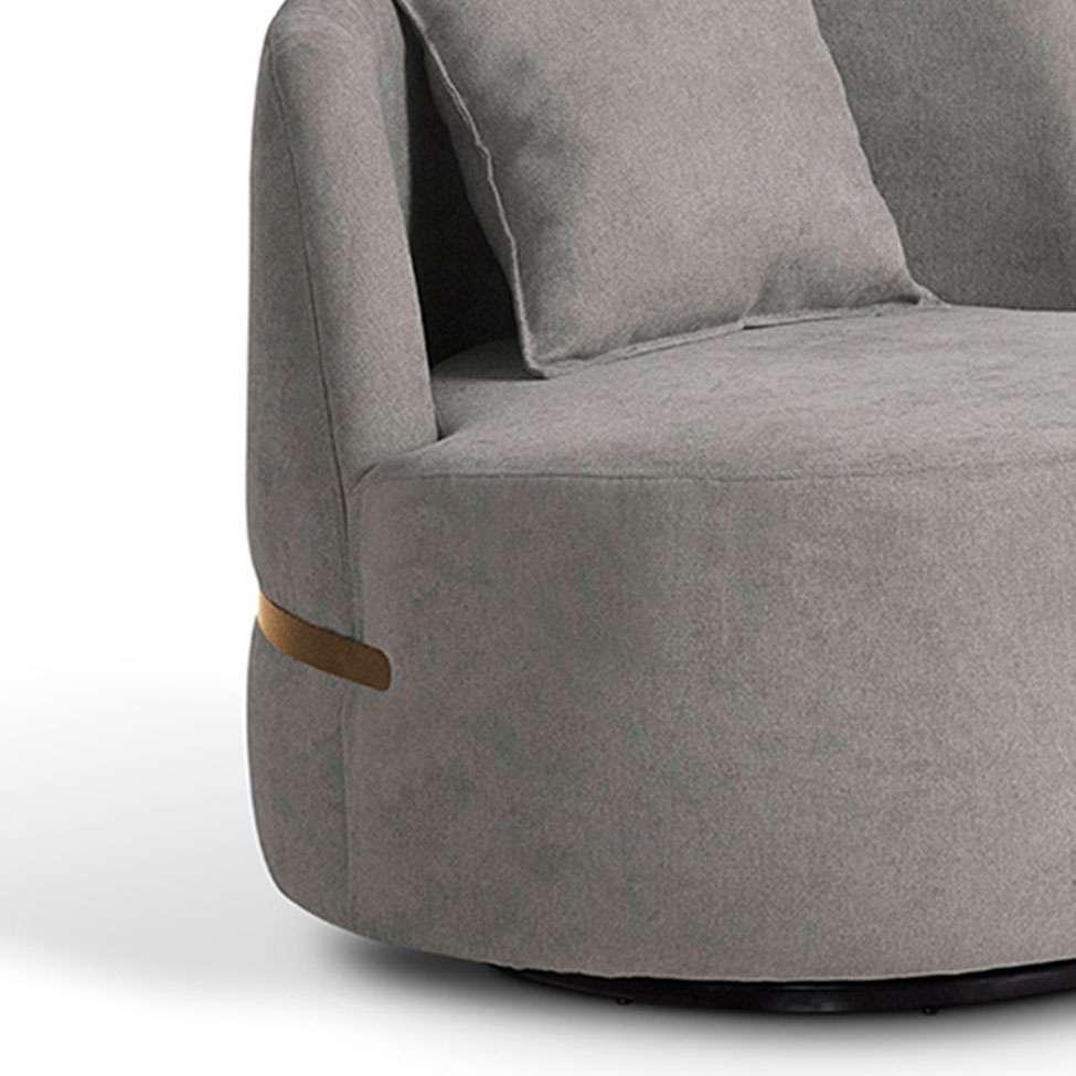 Poltrona Laila Bouclé Cinza e Dourada - 2