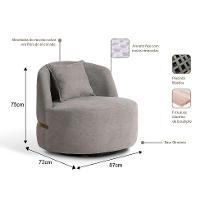 Poltrona Laila Bouclé Cinza e Dourada - 4