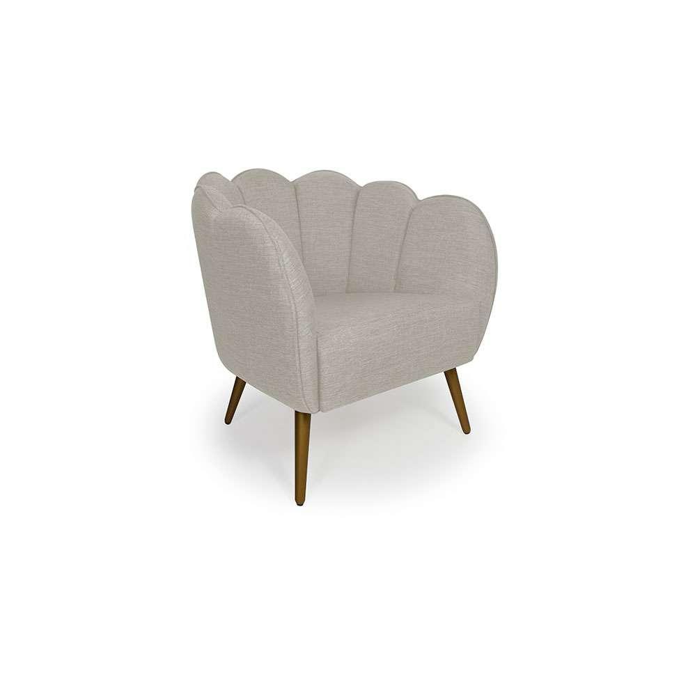 Poltrona Ariel Pé Palito Linho Aveia e Dourada - 1