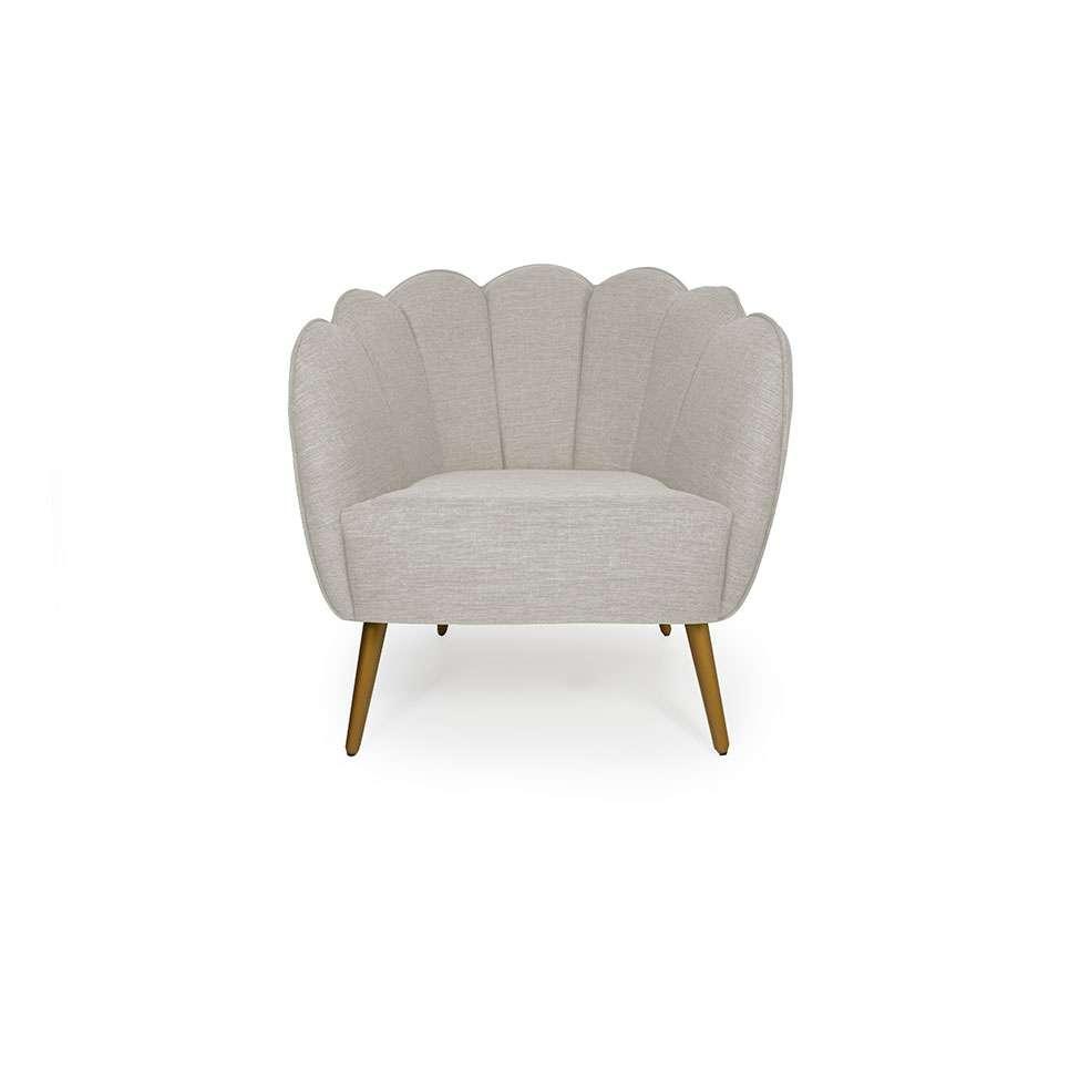 Poltrona Ariel Pé Palito Linho Aveia e Dourada - 2