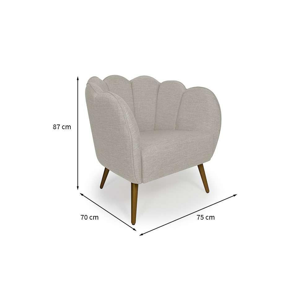 Poltrona Ariel Pé Palito Linho Aveia e Dourada - 3