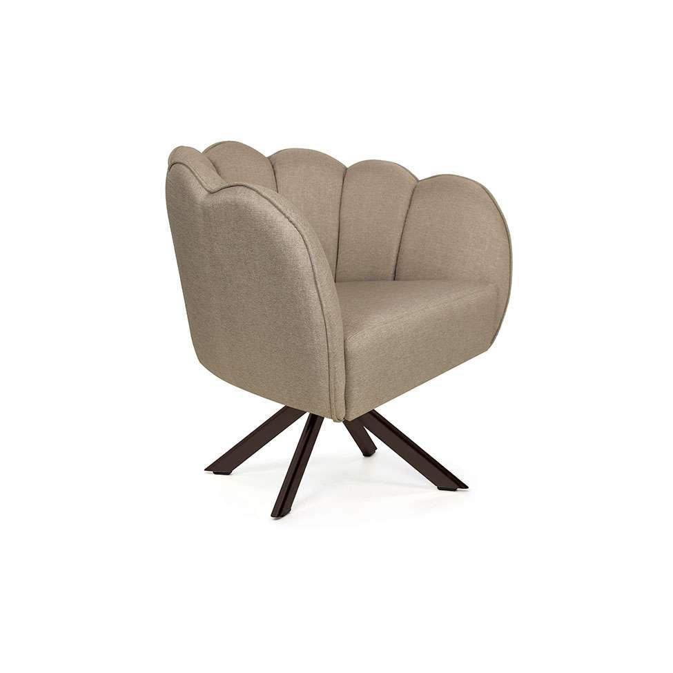 Poltrona Ariel Giratória Linho Bege e Chocolate - 1