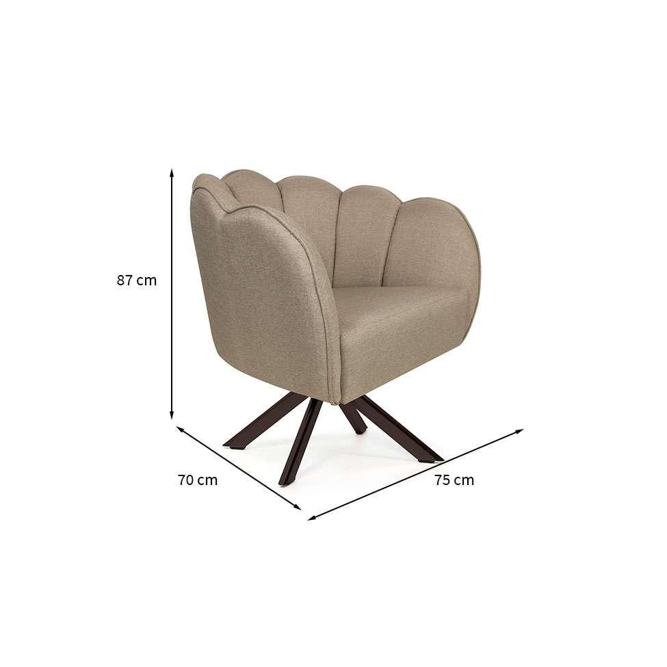 Poltrona Ariel Giratória Linho Bege e Chocolate - 3