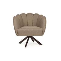 Poltrona Ariel Giratória Linho Bege e Chocolate - 2