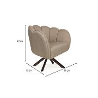 Poltrona Ariel Giratória Linho Bege e Chocolate - 3