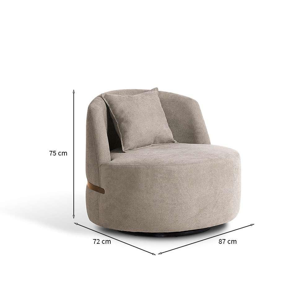 Poltrona Laila Bouclé Bege e Dourada - 3