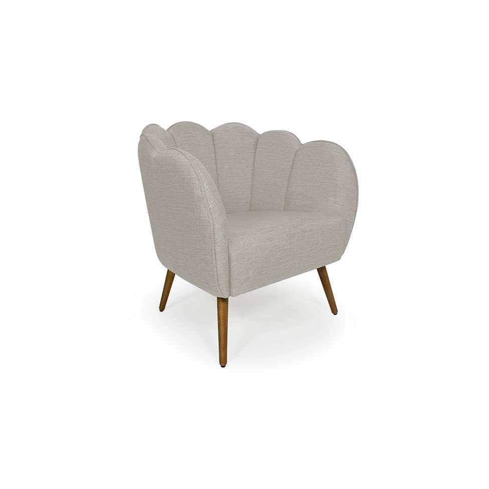 Poltrona Ariel Pé Palito Linho Aveia e Madeira - 1