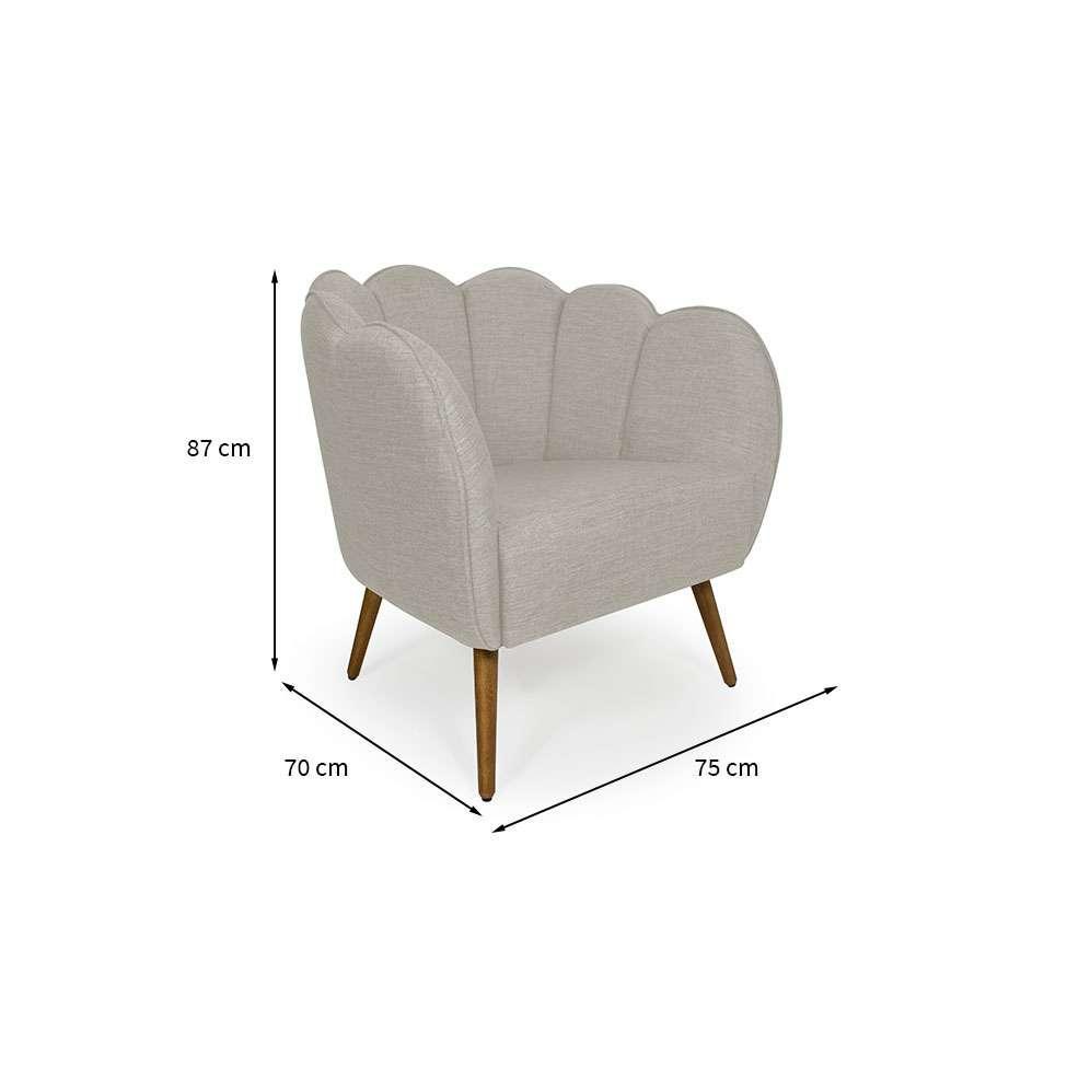 Poltrona Ariel Pé Palito Linho Aveia e Madeira - 3