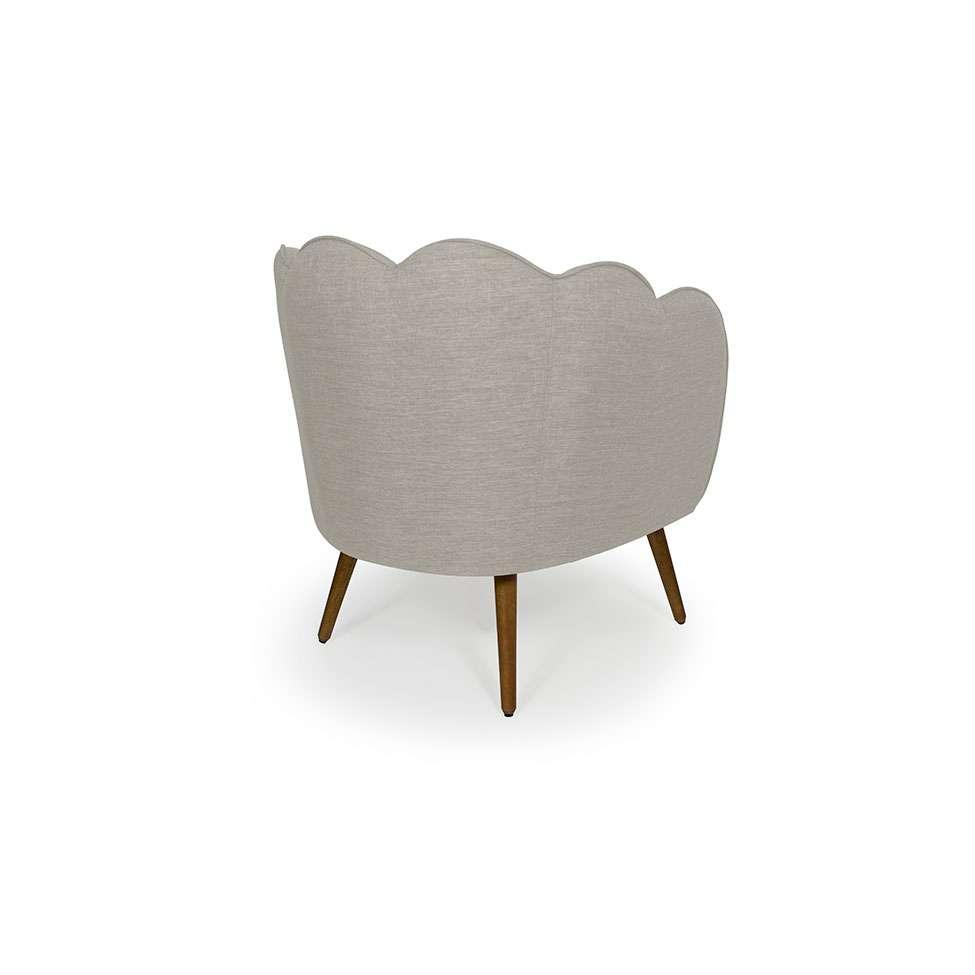 Poltrona Ariel Pé Palito Linho Aveia e Madeira - 4