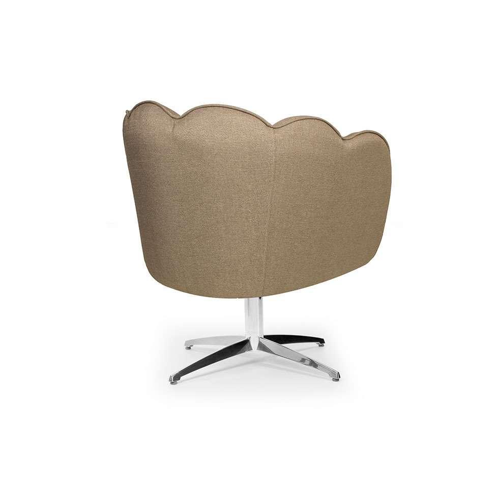 Poltrona Ariel Giratória Linho Bege e Cromada - 4