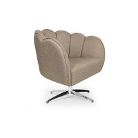 Poltrona Ariel Giratória Linho Bege e Cromada - 1