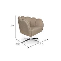 Poltrona Ariel Giratória Linho Bege e Cromada - 3