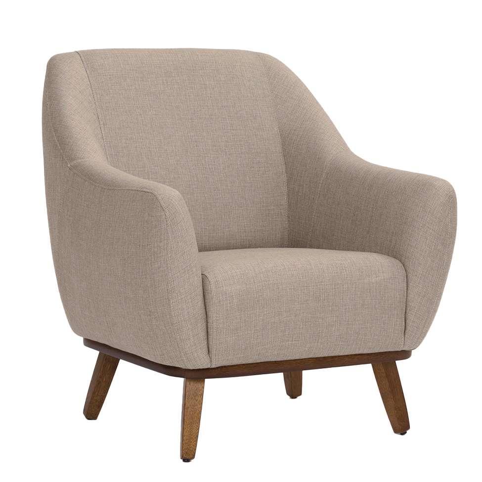 Poltrona Paloma Linho Mescla Bege e Castanho - 1