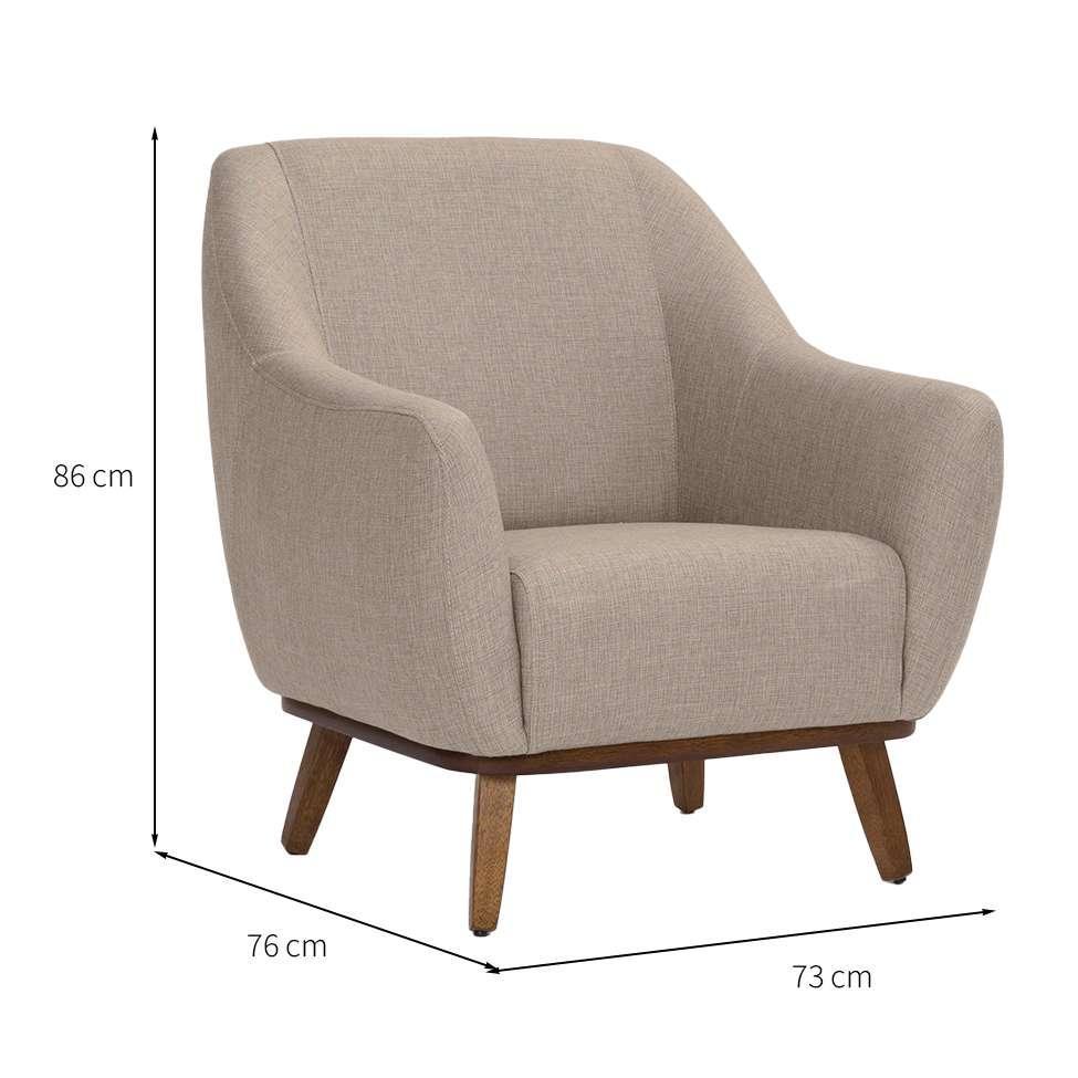 Poltrona Paloma Linho Mescla Bege e Castanho - 3