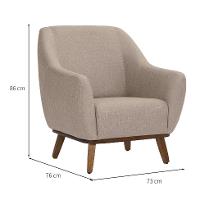 Poltrona Paloma Linho Mescla Bege e Castanho - 3