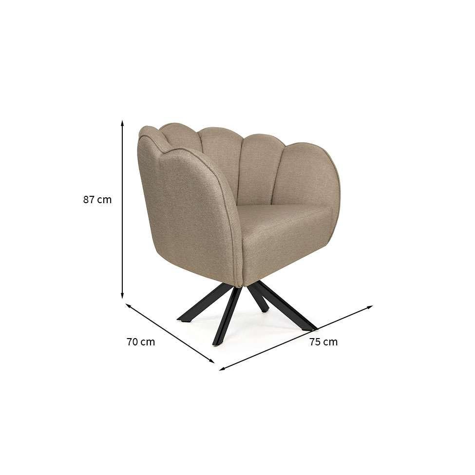 Poltrona Ariel Giratória Linho Bege e Preta - 3