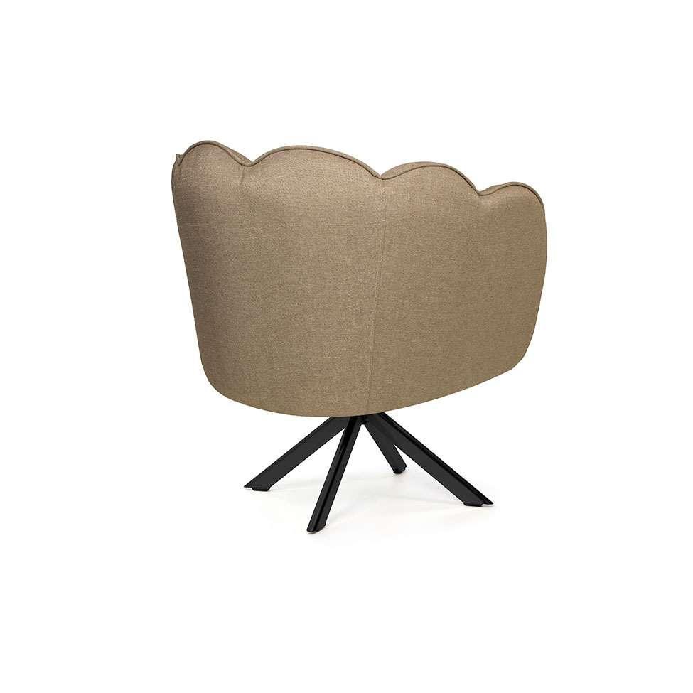 Poltrona Ariel Giratória Linho Bege e Preta - 4