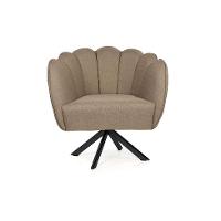 Poltrona Ariel Giratória Linho Bege e Preta - 2