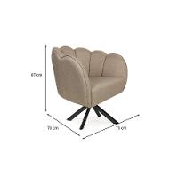 Poltrona Ariel Giratória Linho Bege e Preta - 3