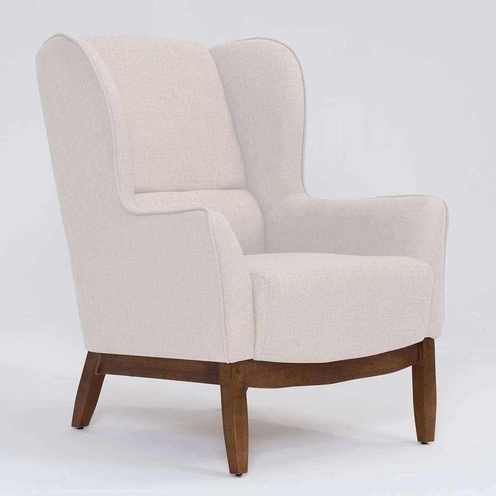 Poltrona Milena Linho Pérola e Madeira - 1