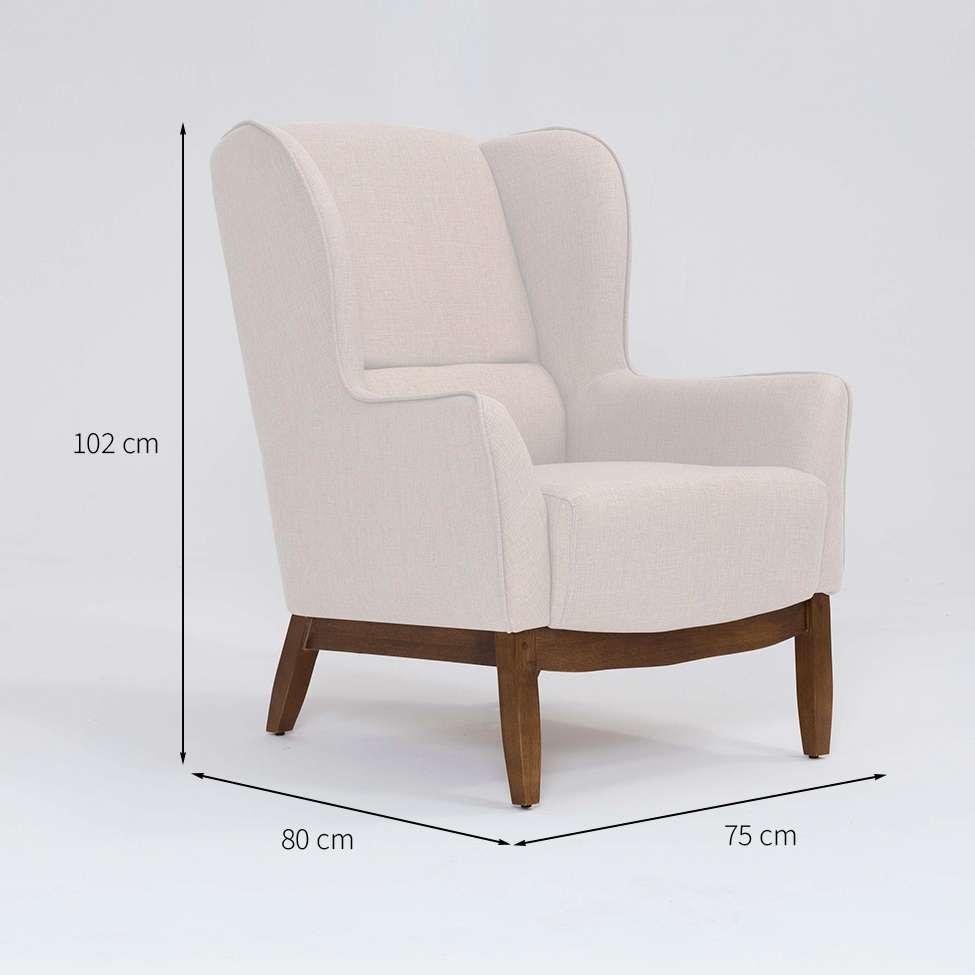 Poltrona Milena Linho Pérola e Madeira - 3
