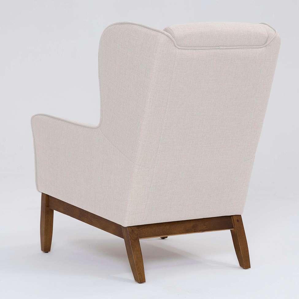 Poltrona Milena Linho Pérola e Madeira - 5