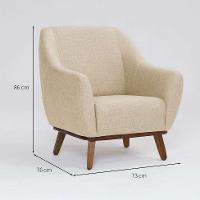 Poltrona Paloma Linho Marfim e Castanho - 3