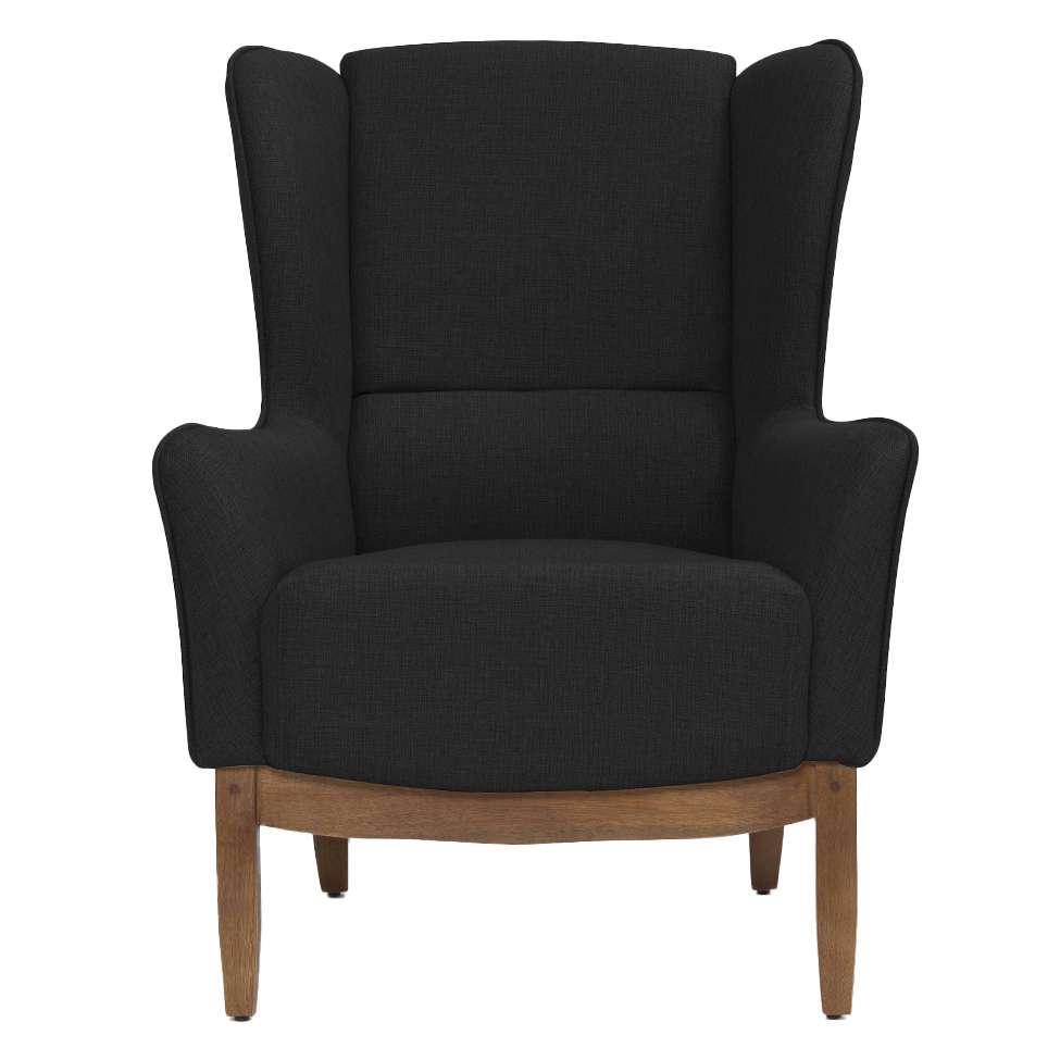 Poltrona Milena Linho Preta e Madeira - 2