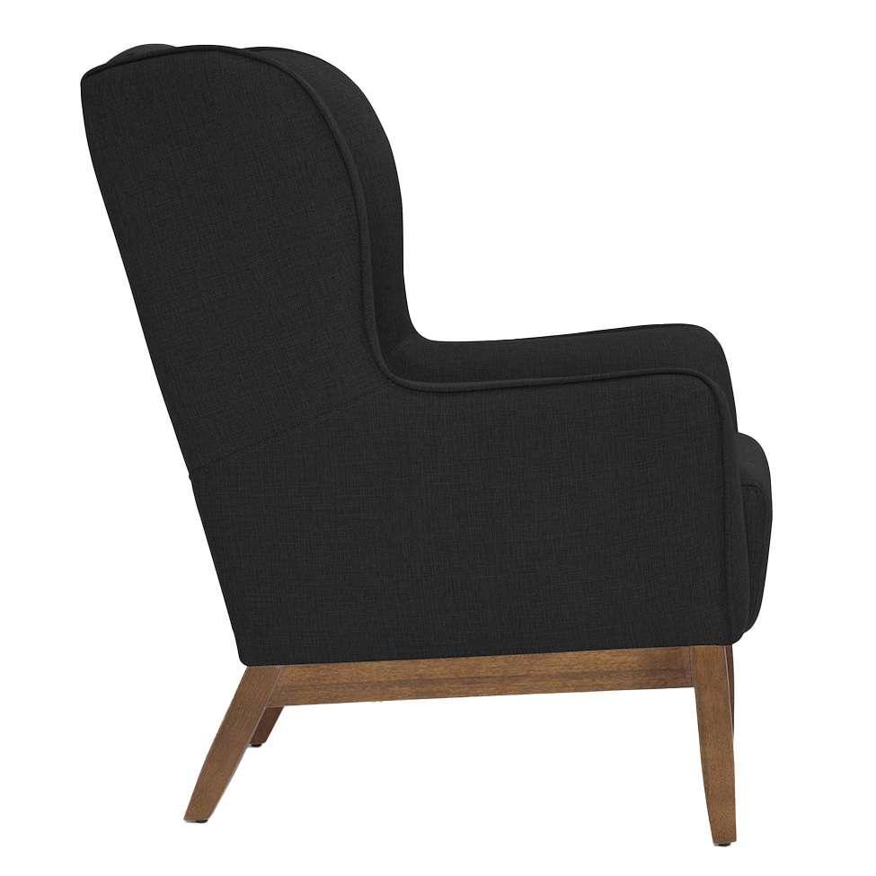 Poltrona Milena Linho Preta e Madeira - 4