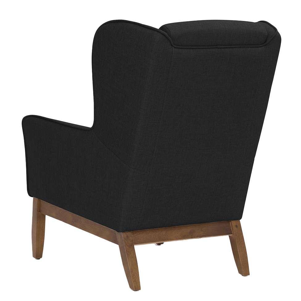 Poltrona Milena Linho Preta e Madeira - 5