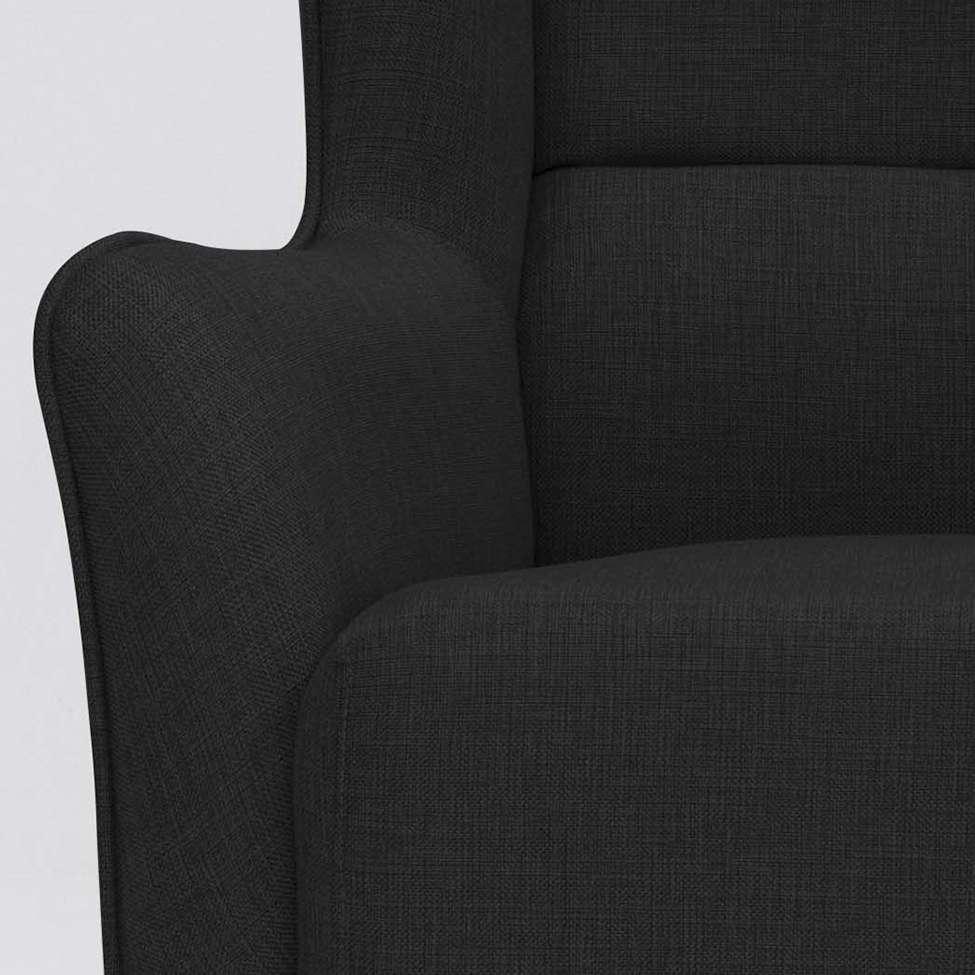 Poltrona Milena Linho Preta e Madeira - 6