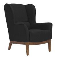 Poltrona Milena Linho Preta e Madeira - 1