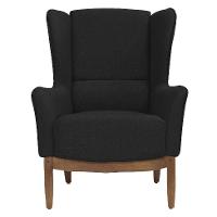 Poltrona Milena Linho Preta e Madeira - 2