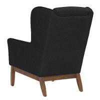 Poltrona Milena Linho Preta e Madeira - 5