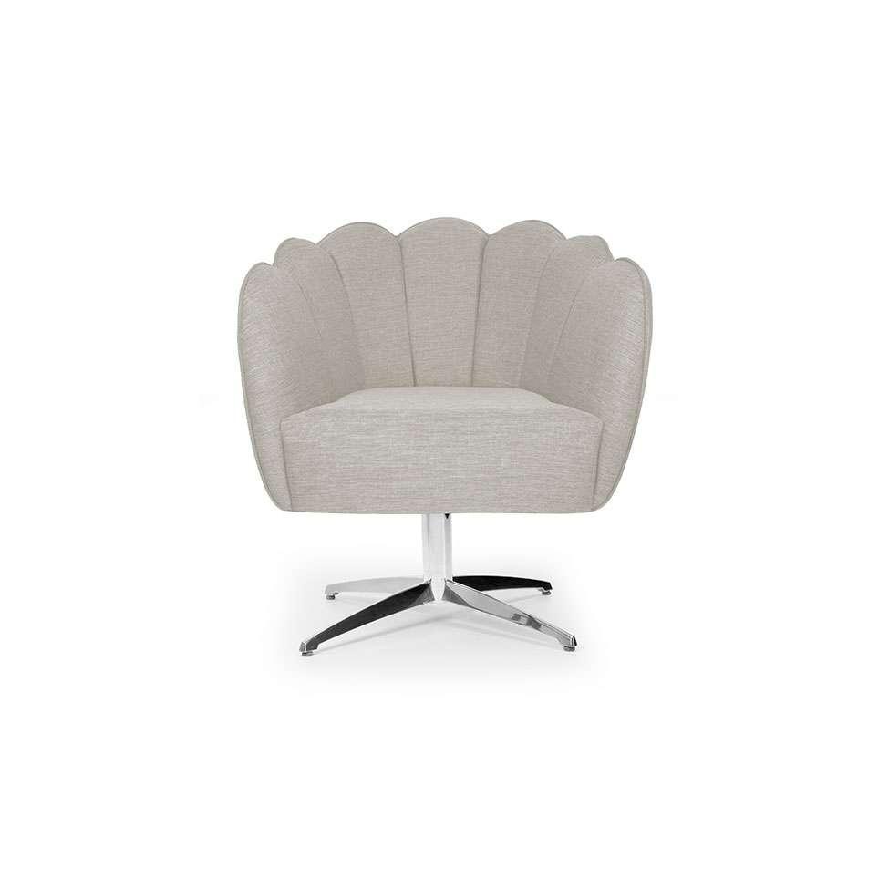 Poltrona Ariel Giratória Linho Aveia e Cromada - 2