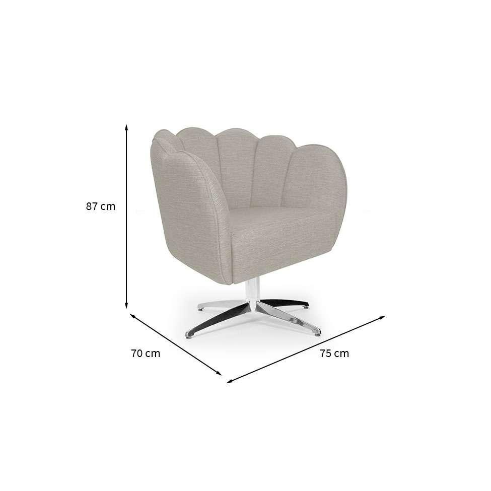 Poltrona Ariel Giratória Linho Aveia e Cromada - 3