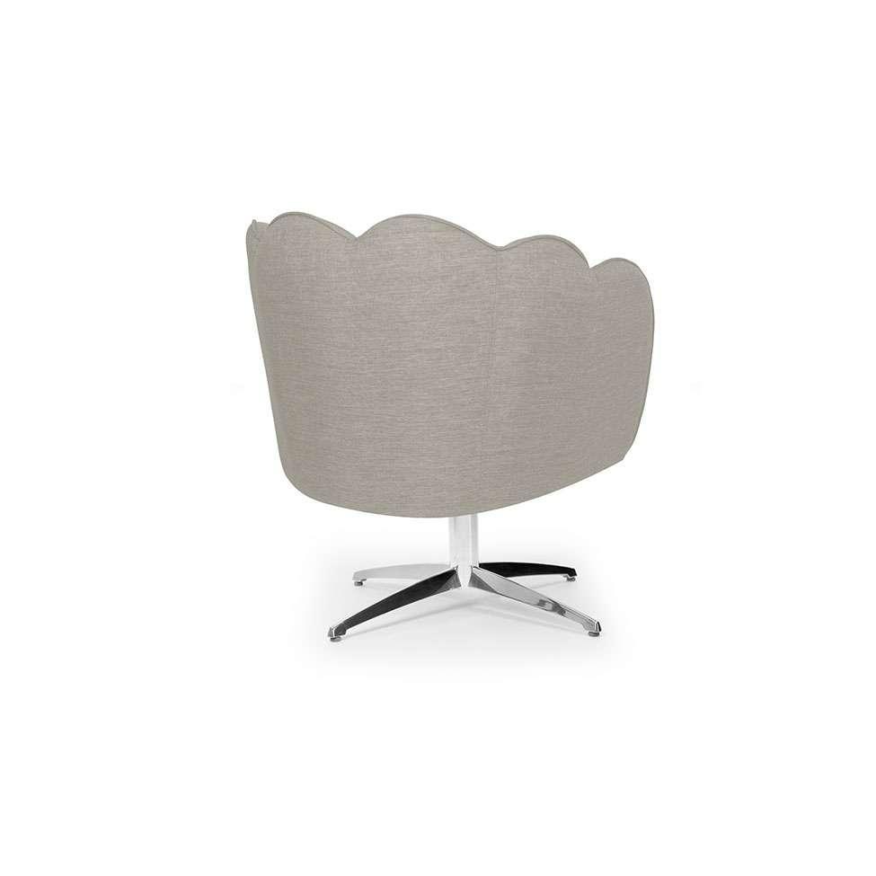 Poltrona Ariel Giratória Linho Aveia e Cromada - 5