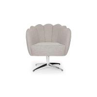 Poltrona Ariel Giratória Linho Aveia e Cromada - 2