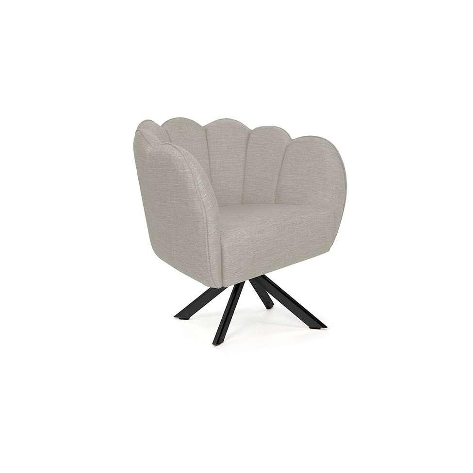 Poltrona Ariel Giratória Linho Aveia e Preta - 1