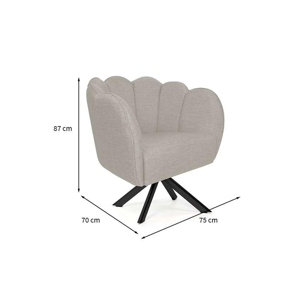 Poltrona Ariel Giratória Linho Aveia e Preta - 3