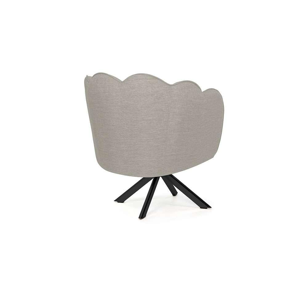 Poltrona Ariel Giratória Linho Aveia e Preta - 4