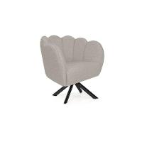 Poltrona Ariel Giratória Linho Aveia e Preta - 1