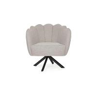 Poltrona Ariel Giratória Linho Aveia e Preta - 2