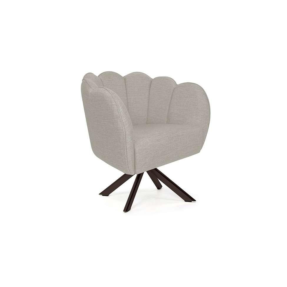 Poltrona Ariel Giratória Linho Aveia e Chocolate - 1