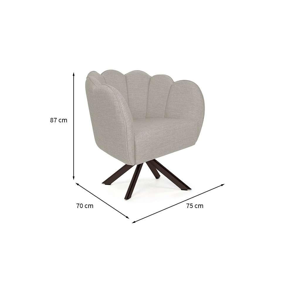 Poltrona Ariel Giratória Linho Aveia e Chocolate - 3