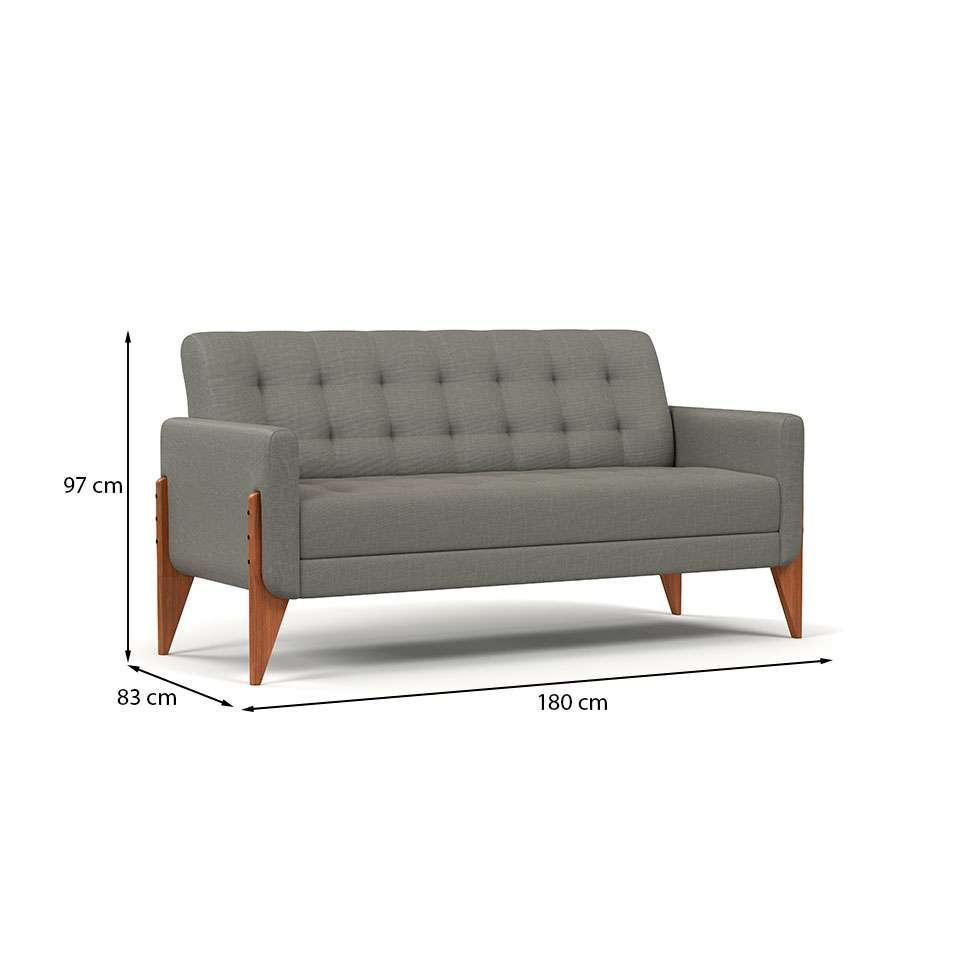 Sofá 3 Lugares Brooklin Linho Cimento 180 cm - 3
