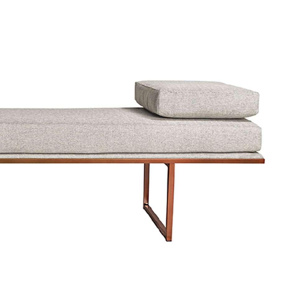 Banco 2 Lugares Galli Linho Bege e Dourado 100 cm - 2