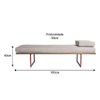 Banco 2 Lugares Galli Linho Bege e Dourado 100 cm - 3